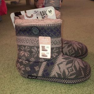 Pink and grey slippers